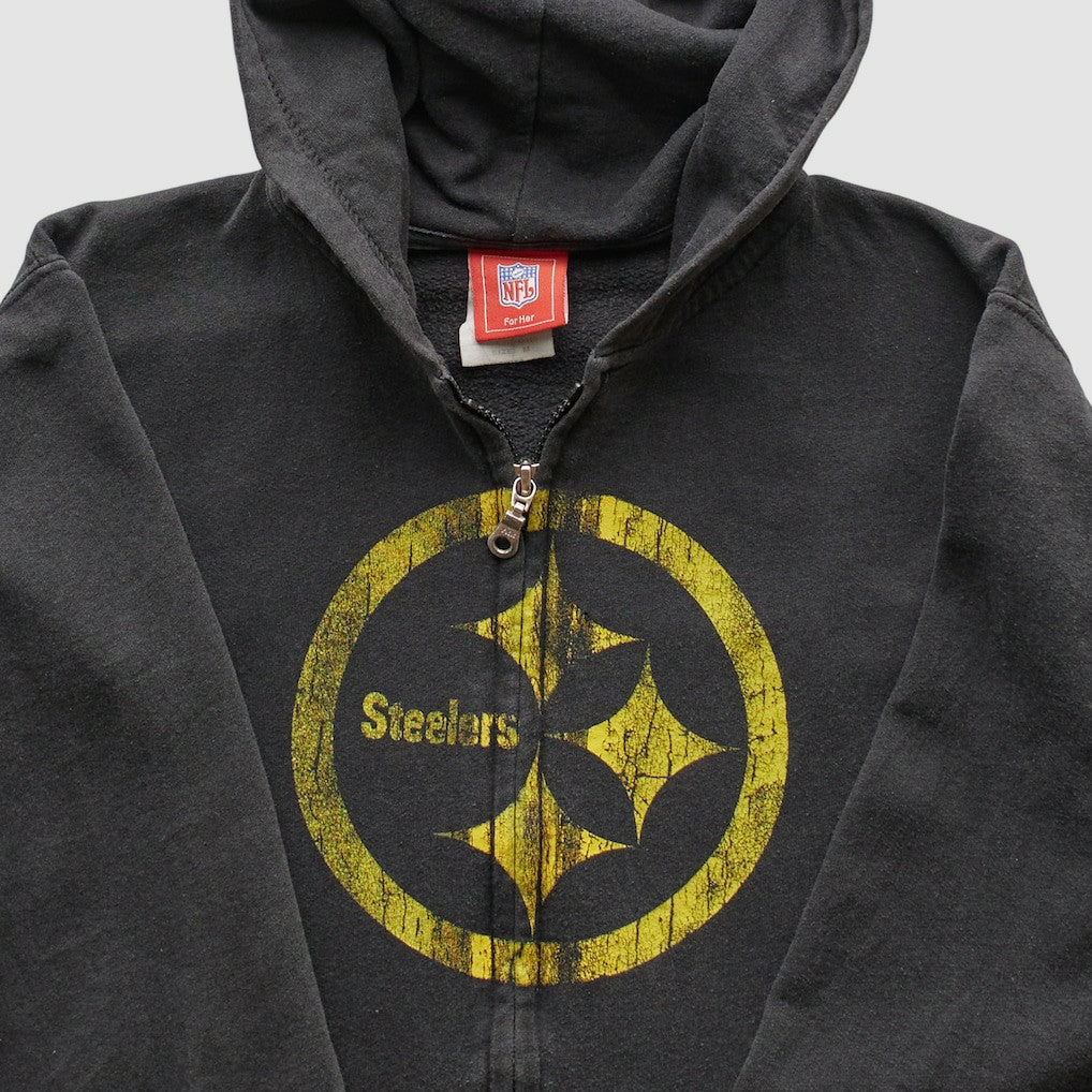 Pittsburgh Steelers NFL 2000s Hooded Full Zip Sweatshirt - Black Vintage - Fanatics