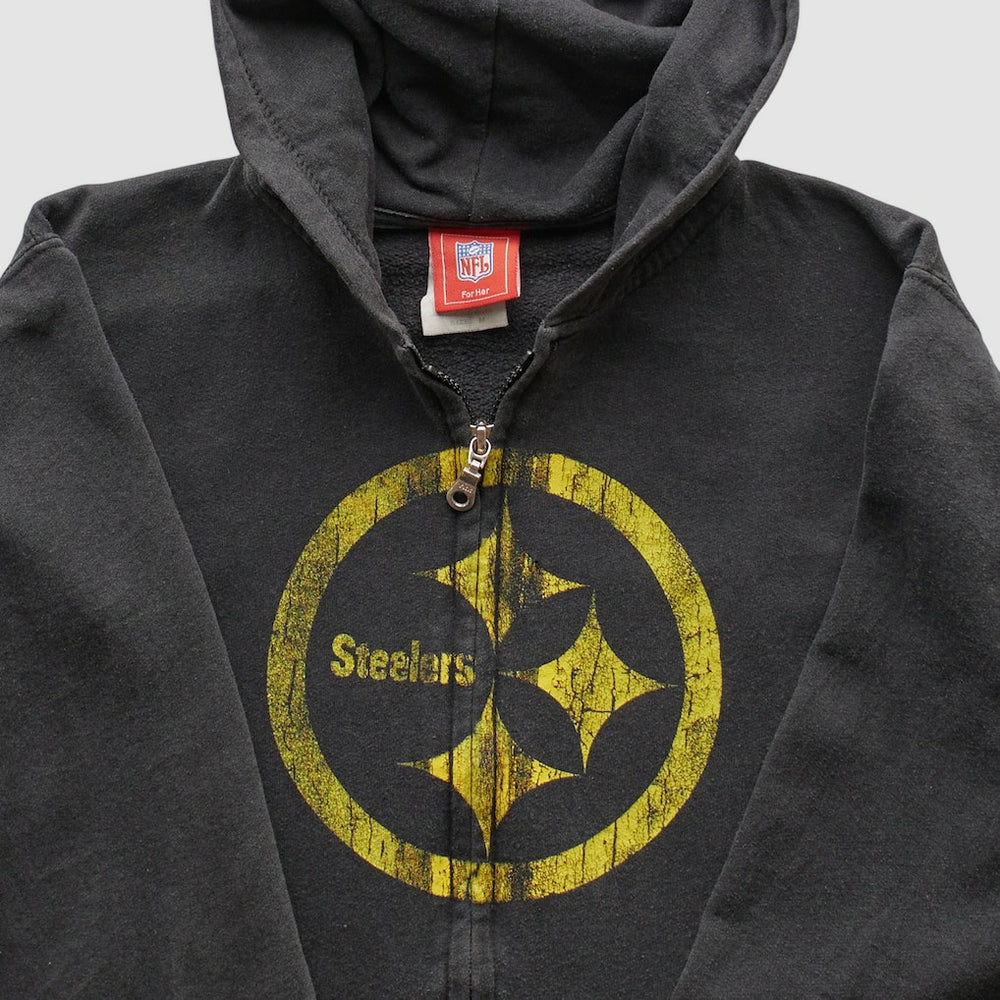 Pittsburgh Steelers NFL 2000s Hooded Full Zip Sweatshirt - Black Vintage - Fanatics