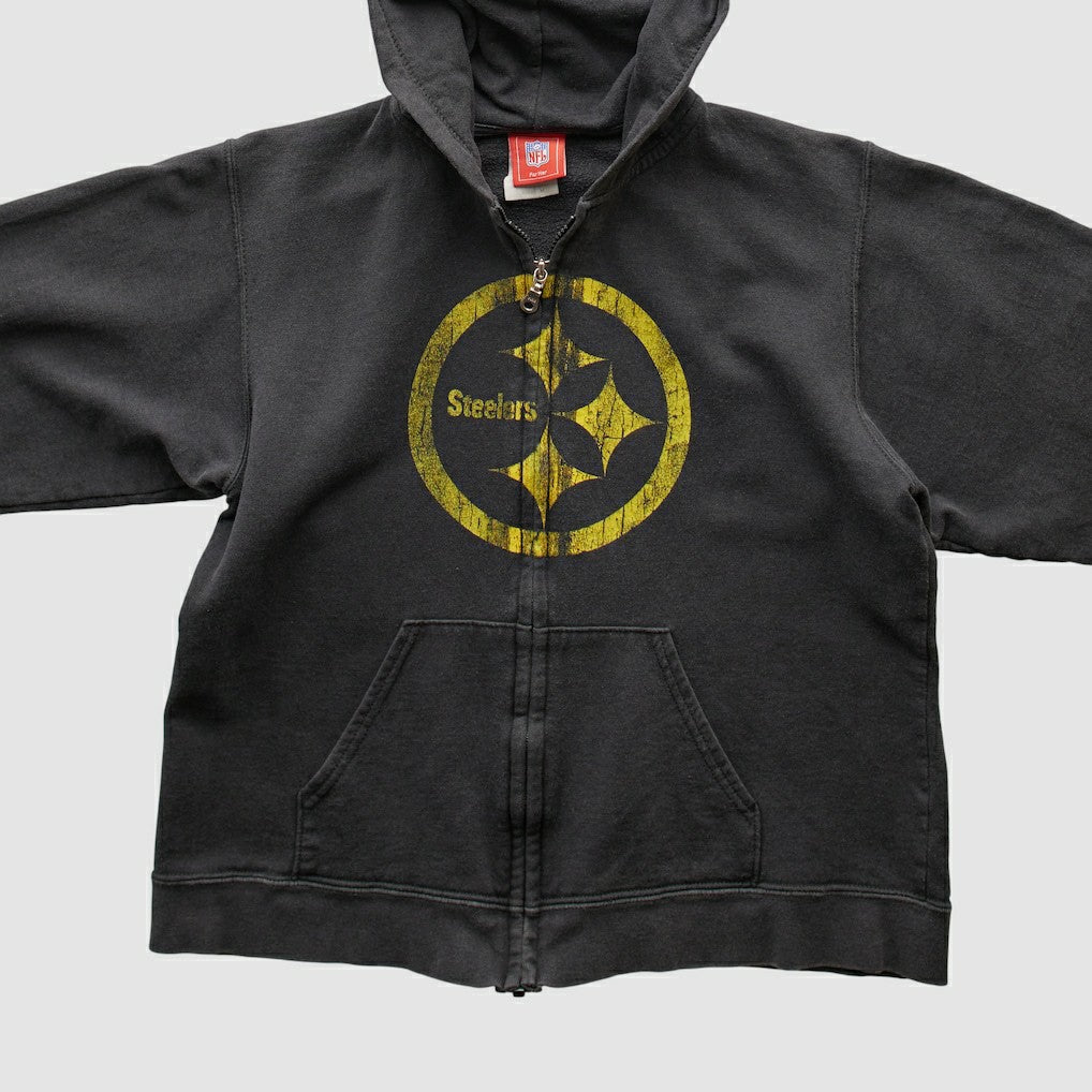 Pittsburgh Steelers NFL 2000s Hooded Full Zip Sweatshirt - Black Vintage - Fanatics