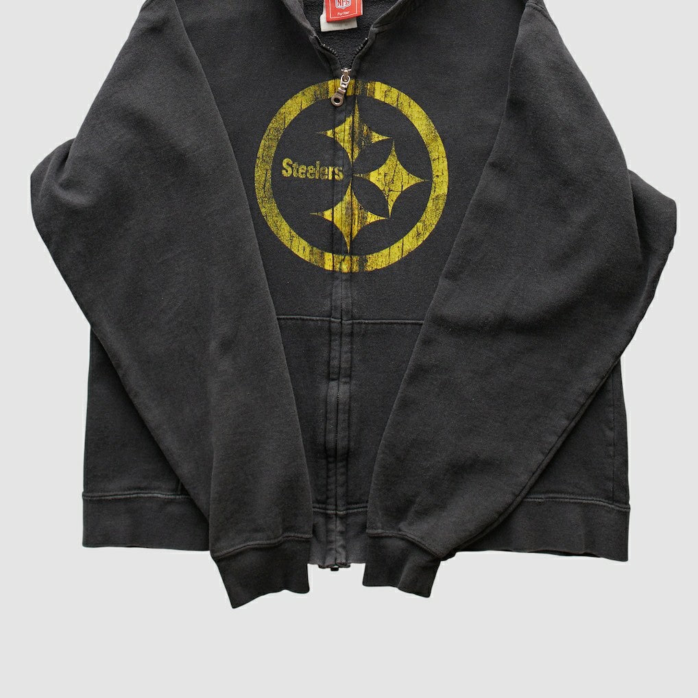 Pittsburgh Steelers NFL 2000s Hooded Full Zip Sweatshirt - Black Vintage - Fanatics