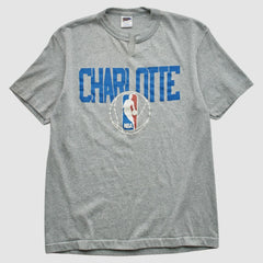Vintage Charlotte Hornets Trench 90s T-shirt Heather Gray