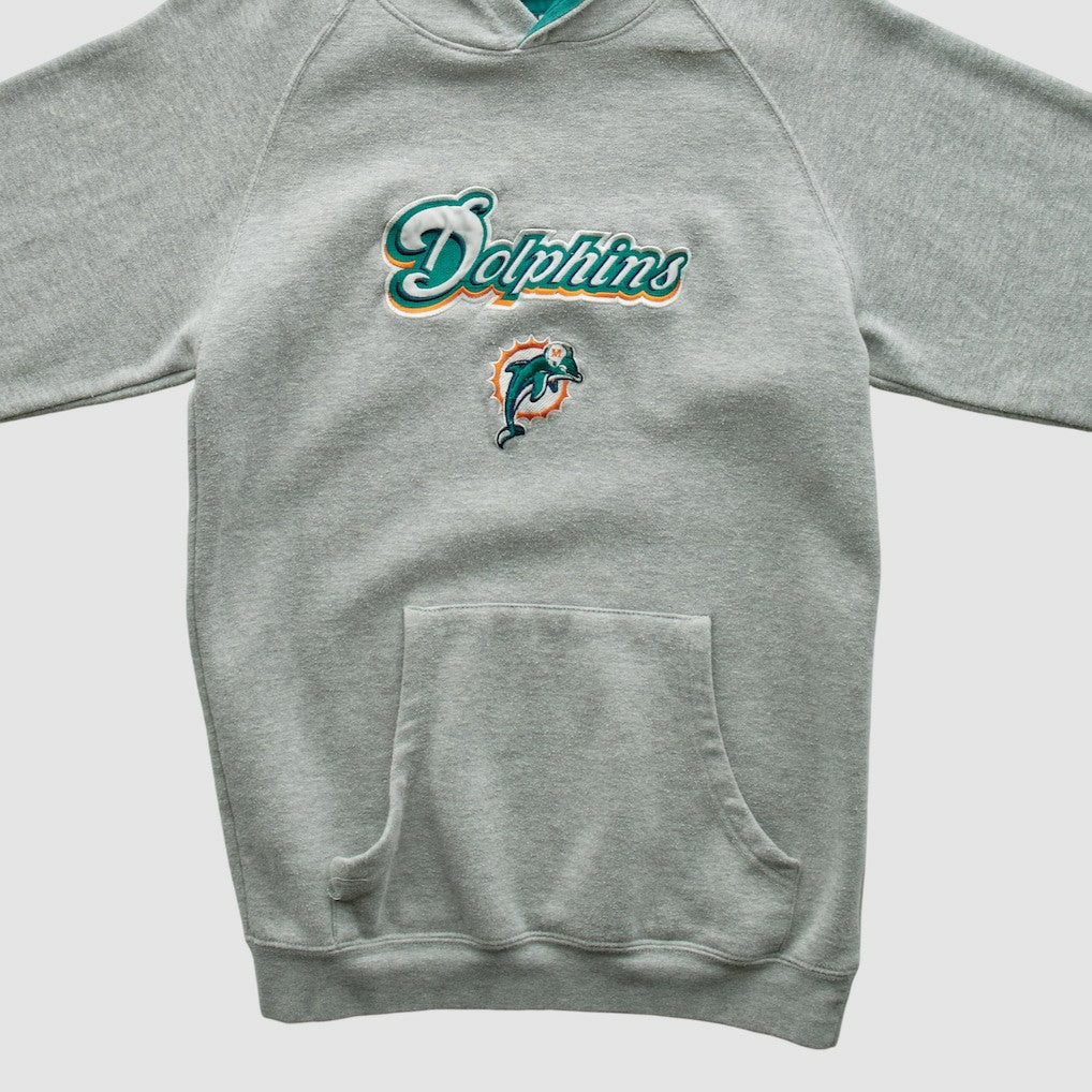 Miami Dolphins NFL 2000s Hooded Pullover Sweatshirt - Heather Gray Vintage - Fanatics