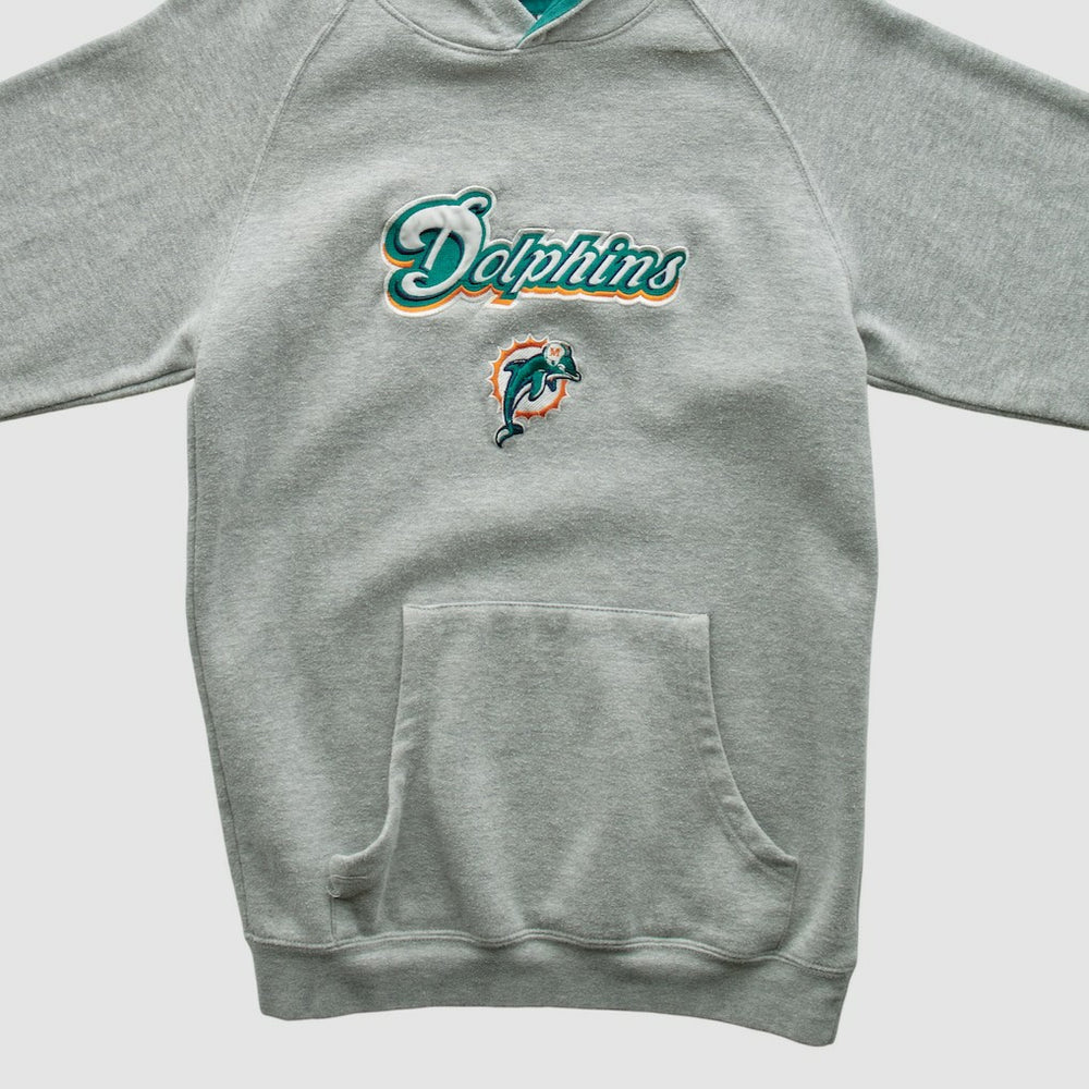 Miami Dolphins NFL 2000s Hooded Pullover Sweatshirt - Heather Gray Vintage - Fanatics