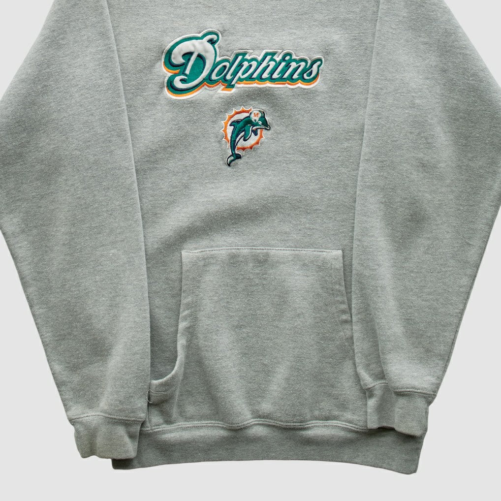 Miami Dolphins NFL 2000s Hooded Pullover Sweatshirt - Heather Gray Vintage - Fanatics