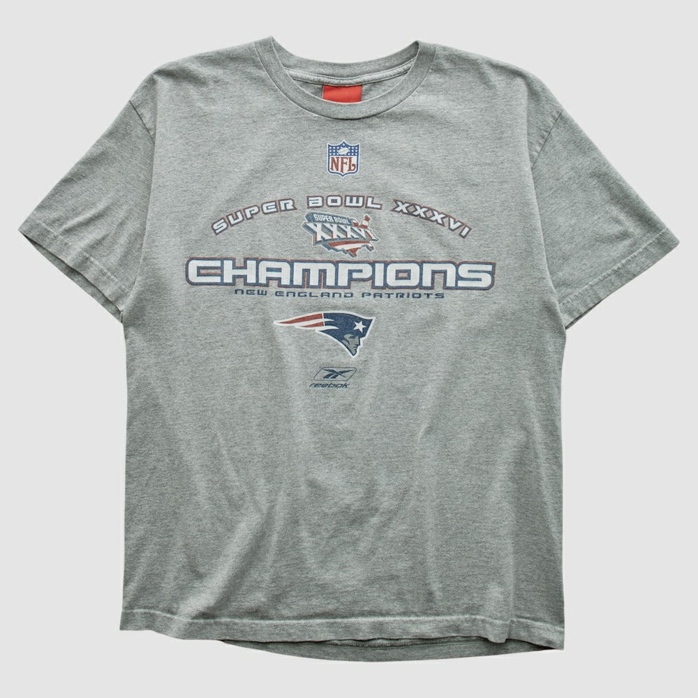 New England Patriots Reebok 2002 T-shirt - Heather Gray Vintage - Fanatics