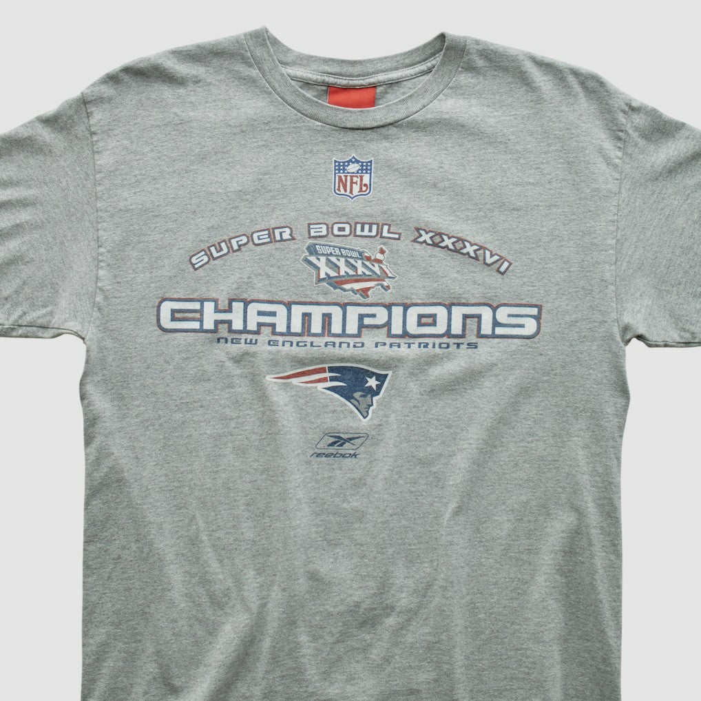 New England Patriots Reebok 2002 T-shirt - Heather Gray Vintage - Fanatics