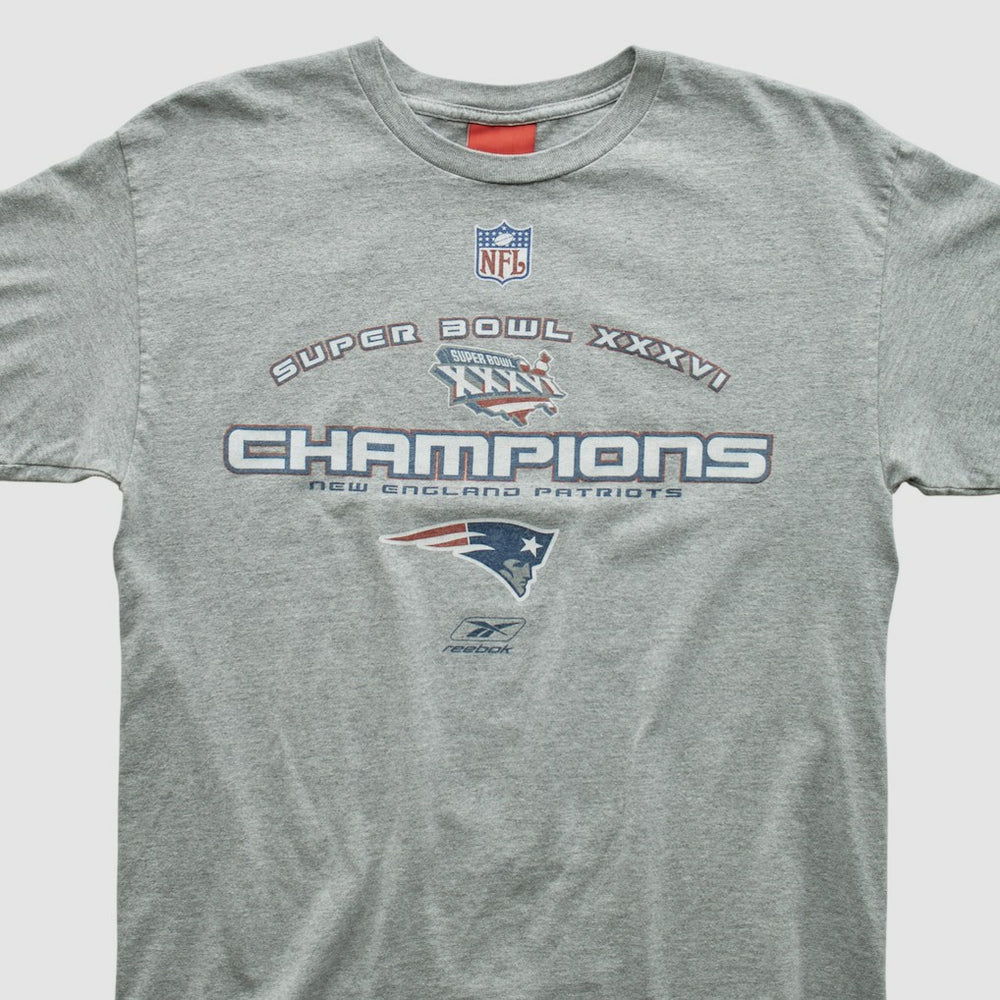 New England Patriots Reebok 2002 T-shirt - Heather Gray Vintage - Fanatics