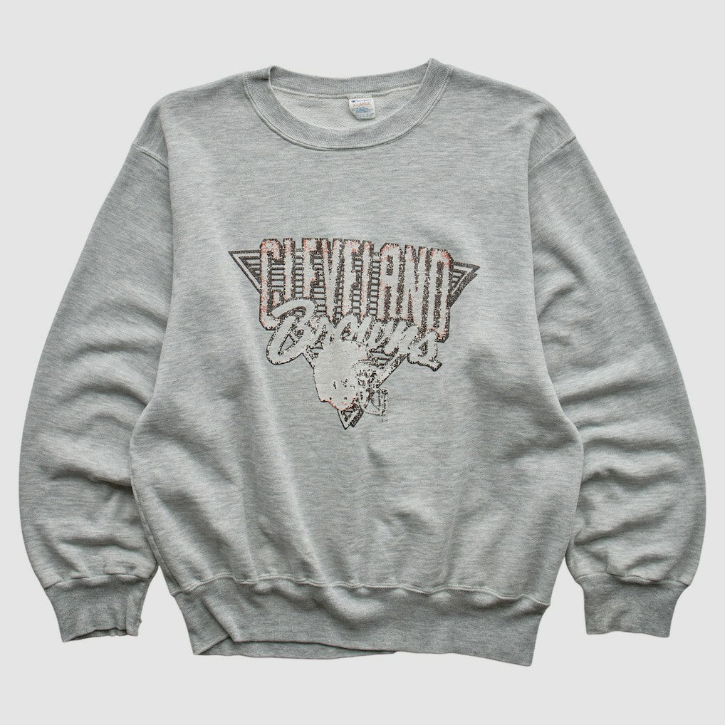 Cleveland Browns Champion 90s Pullover Sweatshirt - Heather Gray Vintage - Fanatics