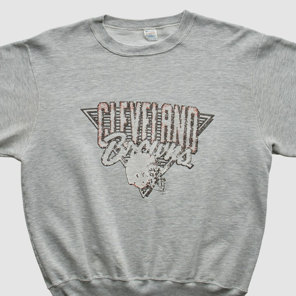 Cleveland Browns Champion 90s Pullover Sweatshirt - Heather Gray Vintage - Fanatics