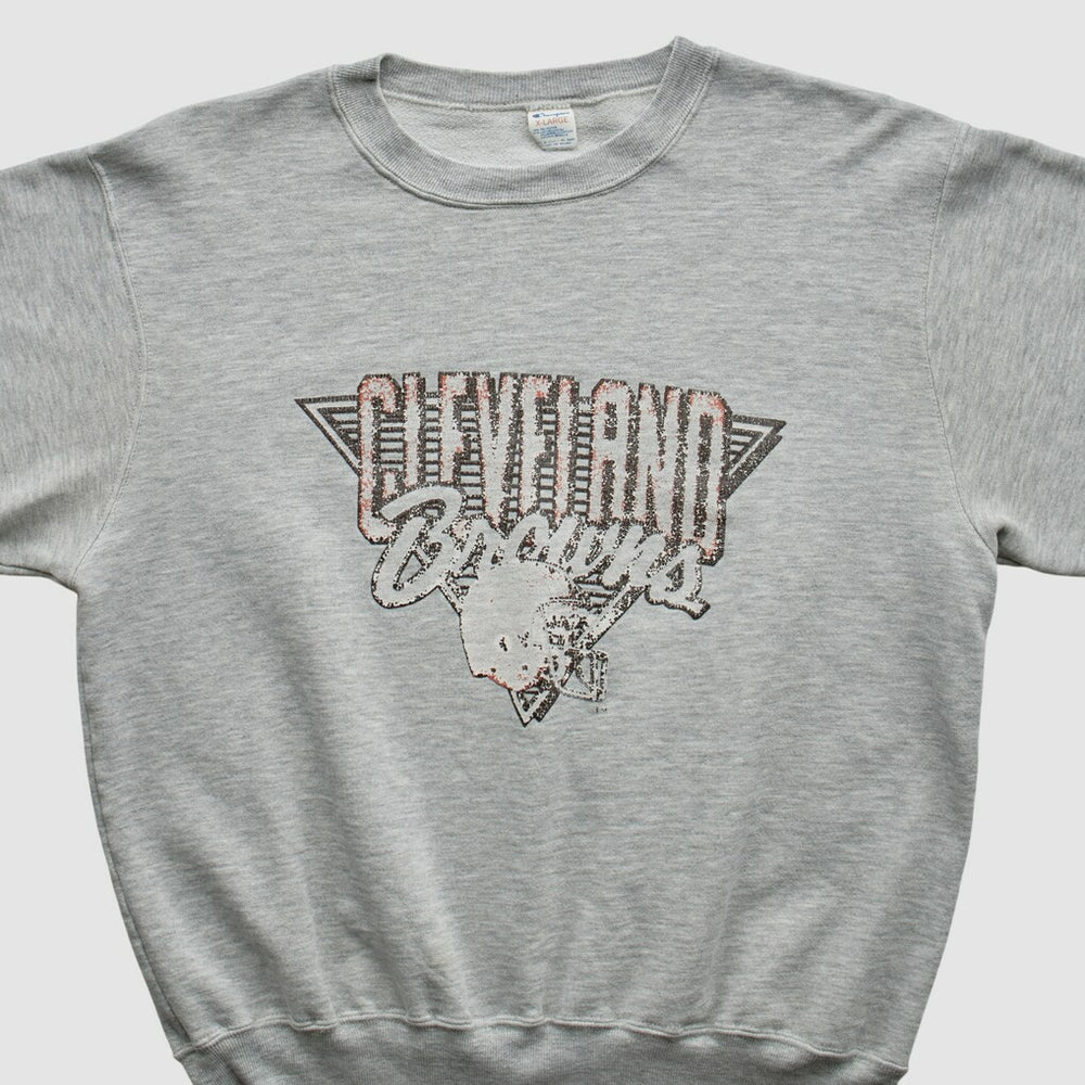 Cleveland Browns Champion 90s Pullover Sweatshirt - Heather Gray Vintage - Fanatics
