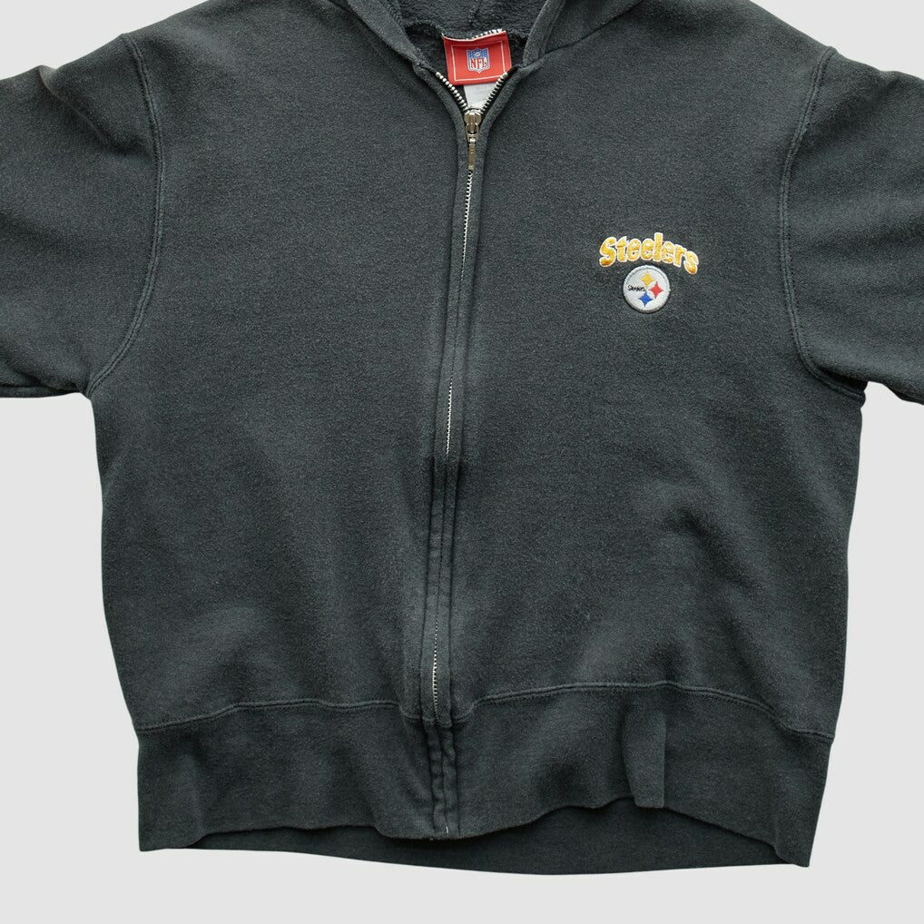 Pittsburgh Steelers NFL 2000s Hooded Full Zip Sweatshirt - Black Vintage - Fanatics