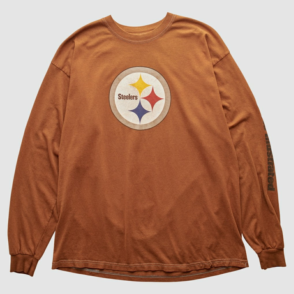 Pittsburgh Steelers Gildan 2000s Long Sleeve T-shirt - Brown Vintage - Fanatics