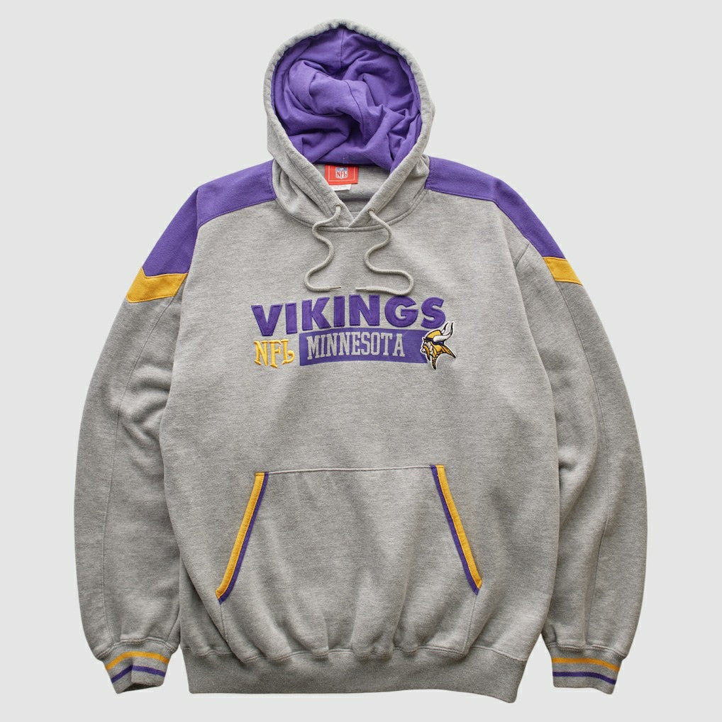Minnesota Vikings NFL 2000s Hooded Pullover Sweatshirt - Heather Gray Vintage - Fanatics