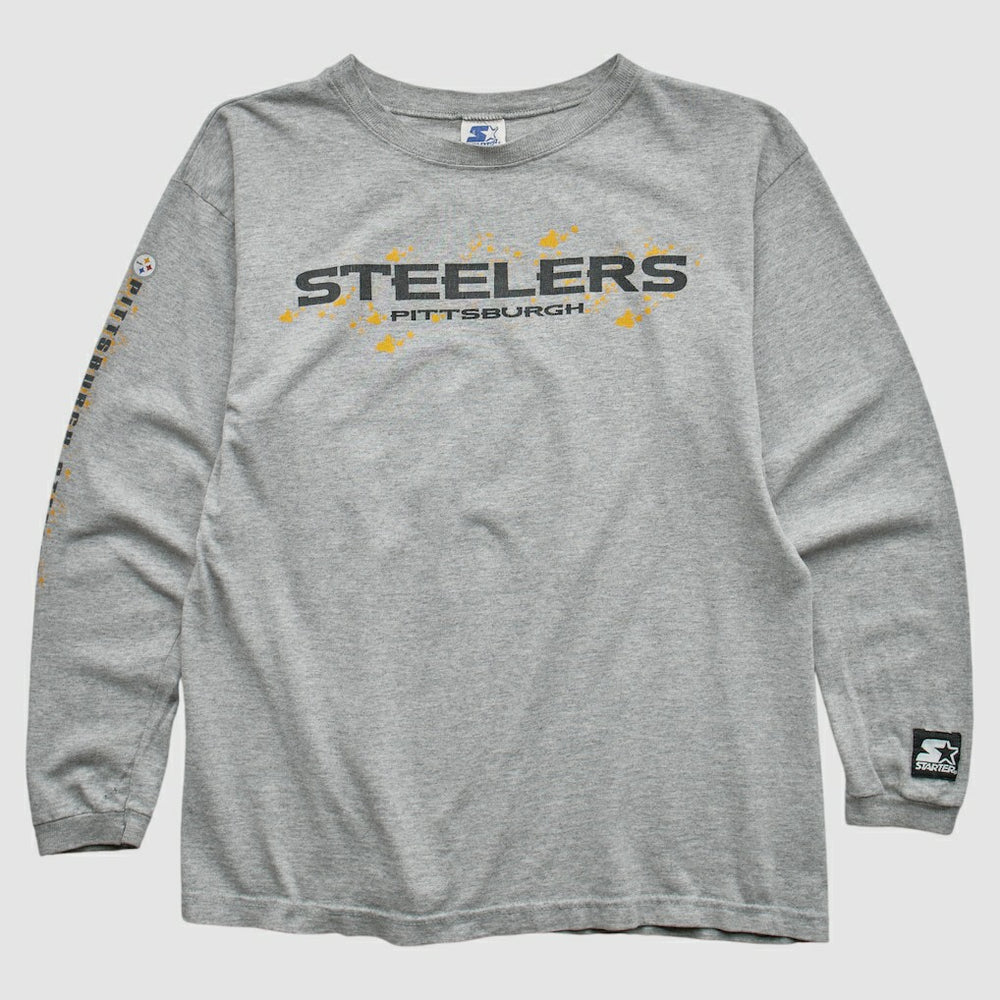 Pittsburgh Steelers Starter 90s Long Sleeve T-shirt - Heather Gray Vintage - Fanatics