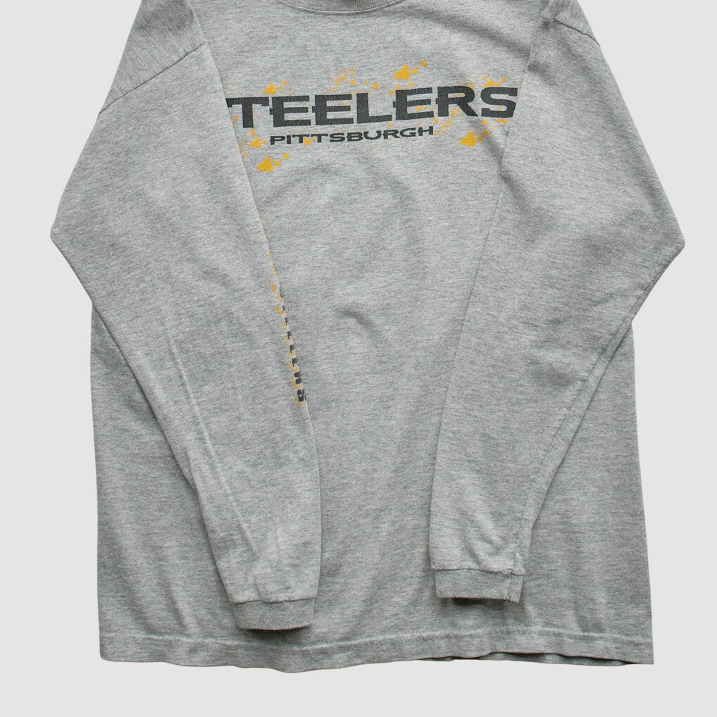 Pittsburgh Steelers Starter 90s Long Sleeve T-shirt - Heather Gray Vintage - Fanatics