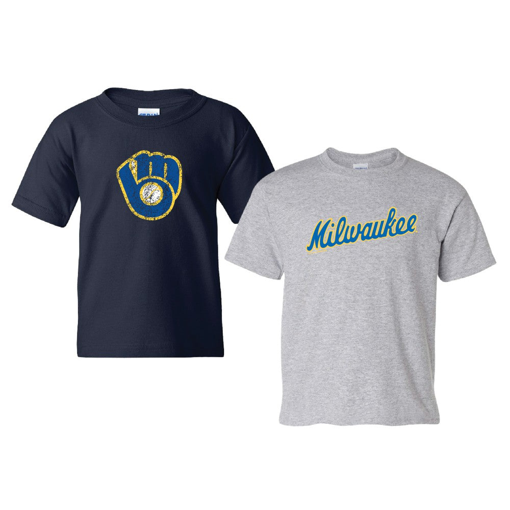 Milwaukee Brewers Soft as a Grape Youth  Cooperstown 2-Pack T-Shirt Set for sale