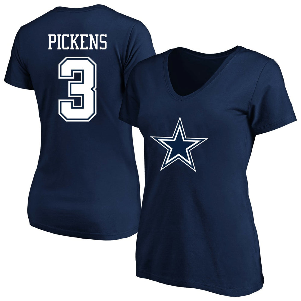 George Pickens Dallas Cowboys Women's Plus Size Name & Number V-Neck T-Shirt - Navy - Fanatics