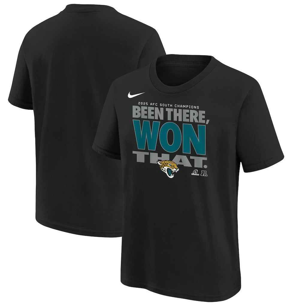 Jacksonville Jaguars Youth 2025 AFC South Division Champions Locker Room Trophy Collection T-Shirt - Black - Nike