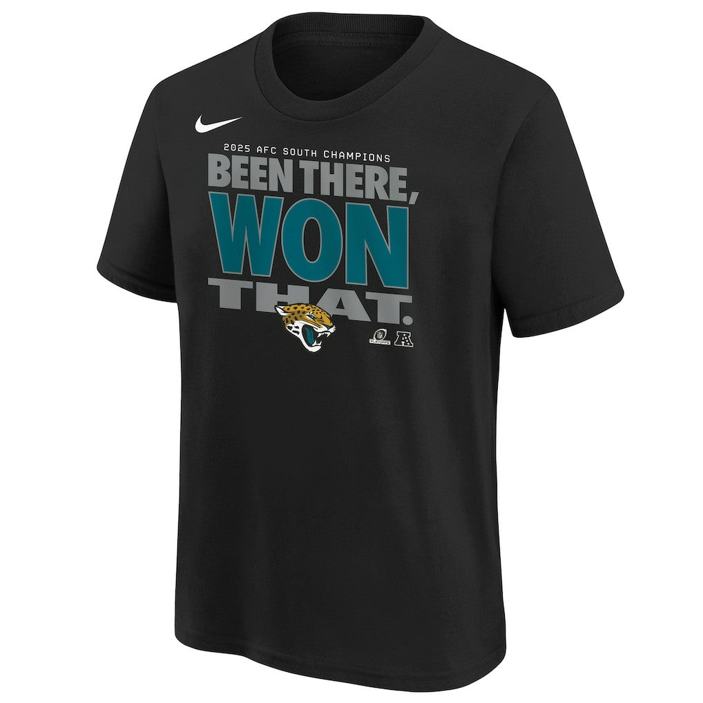 Jacksonville Jaguars Youth 2025 AFC South Division Champions Locker Room Trophy Collection T-Shirt - Black - Nike