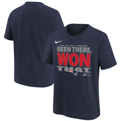 New England Patriots Youth 2025 AFC East Division Champions Locker Room Trophy Collection T-Shirt - Navy - Nike