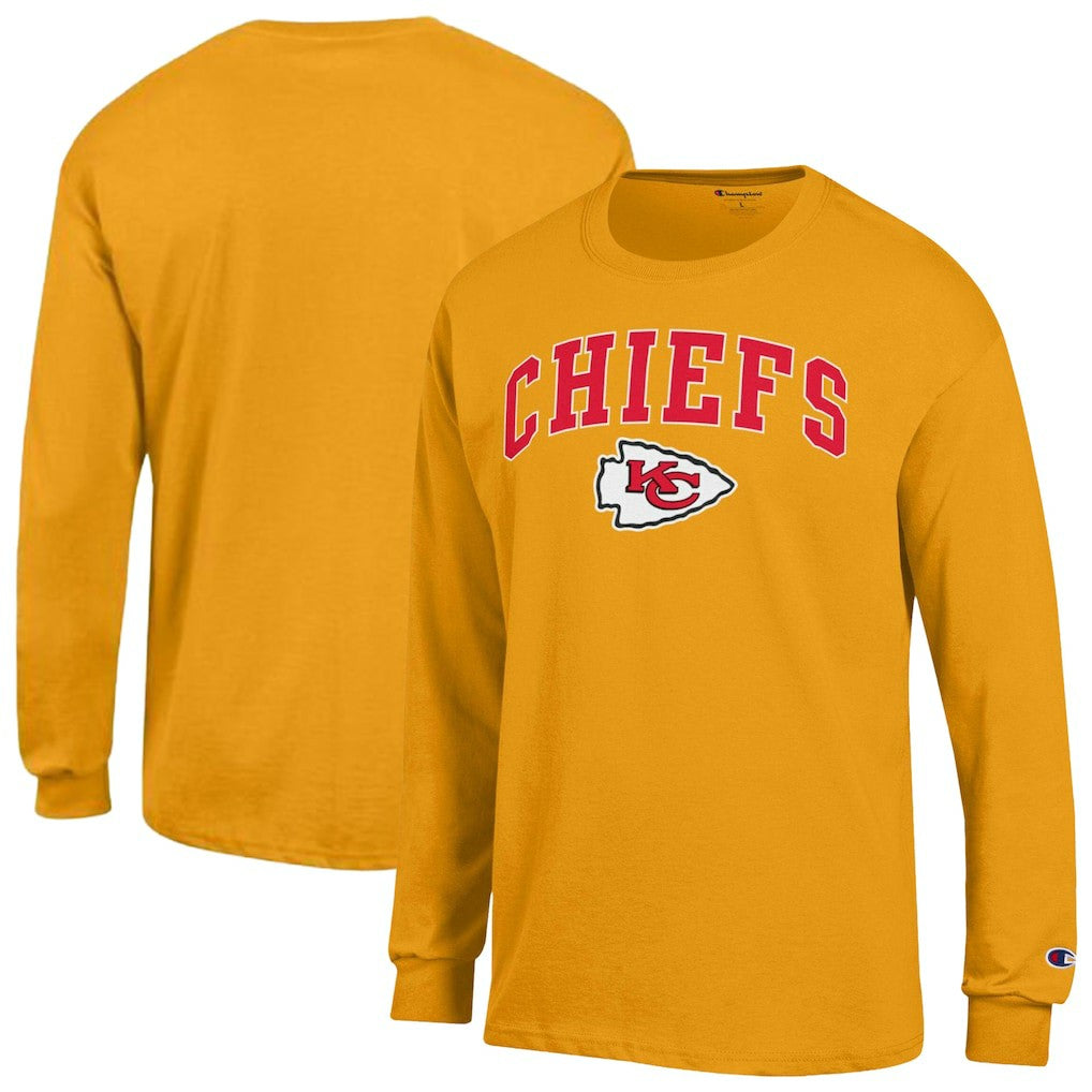 Kansas City Chiefs Champion Arch Over Logo Long Sleeve T-Shirt - Gold - NFL