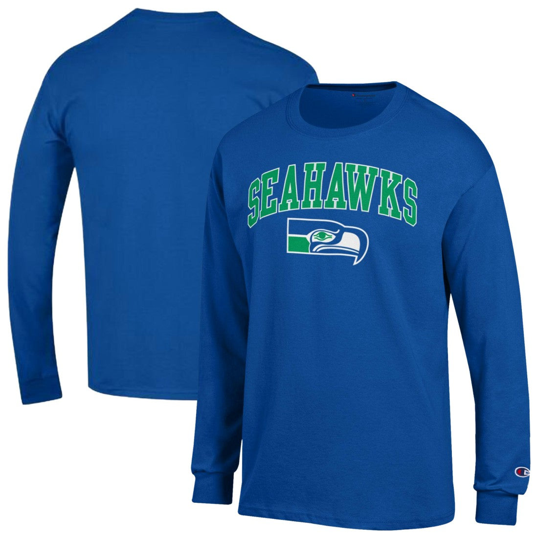 Seattle Seahawks Champion Arch Over Logo Long Sleeve T-Shirt - Royal - NFL