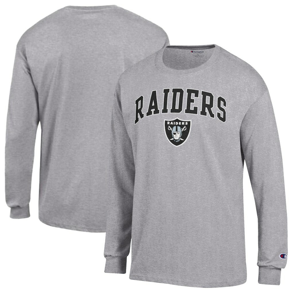 Las Vegas Raiders Champion Arch Over Logo Long Sleeve T-Shirt - Gray - NFL