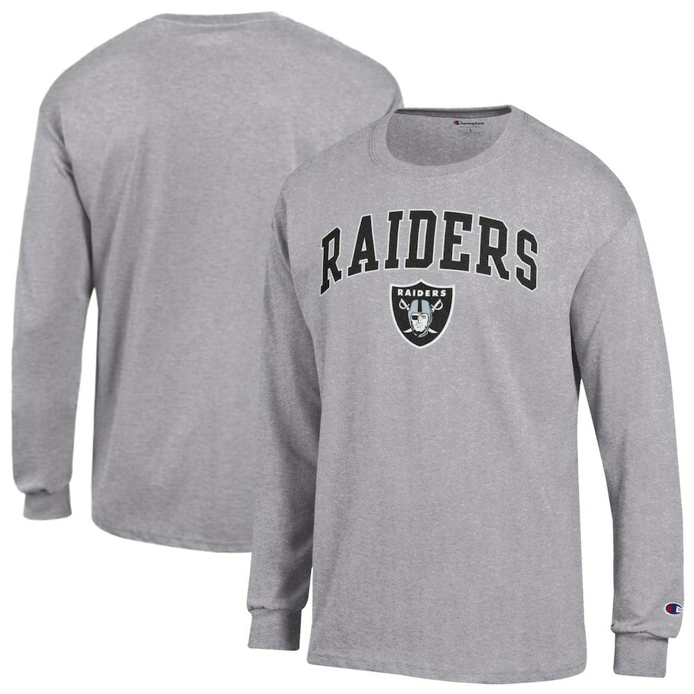 Las Vegas Raiders Champion Arch Over Logo Long Sleeve T-Shirt - Gray - NFL