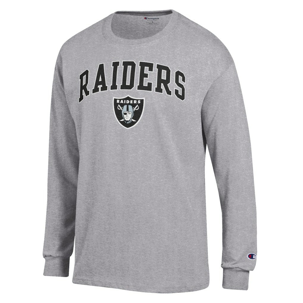 Las Vegas Raiders Champion Arch Over Logo Long Sleeve T-Shirt - Gray - NFL