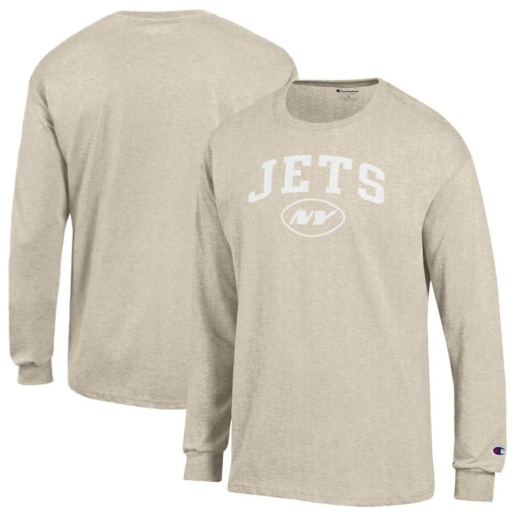 New York Jets Champion White Ink Jersey Long Sleeve T-Shirt - Oatmeal - NFL