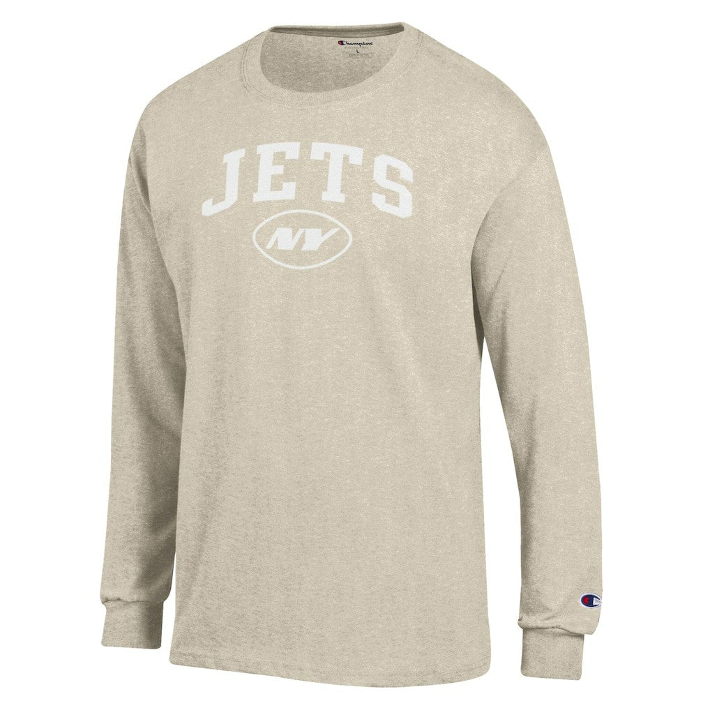 New York Jets Champion White Ink Jersey Long Sleeve T-Shirt - Oatmeal - NFL