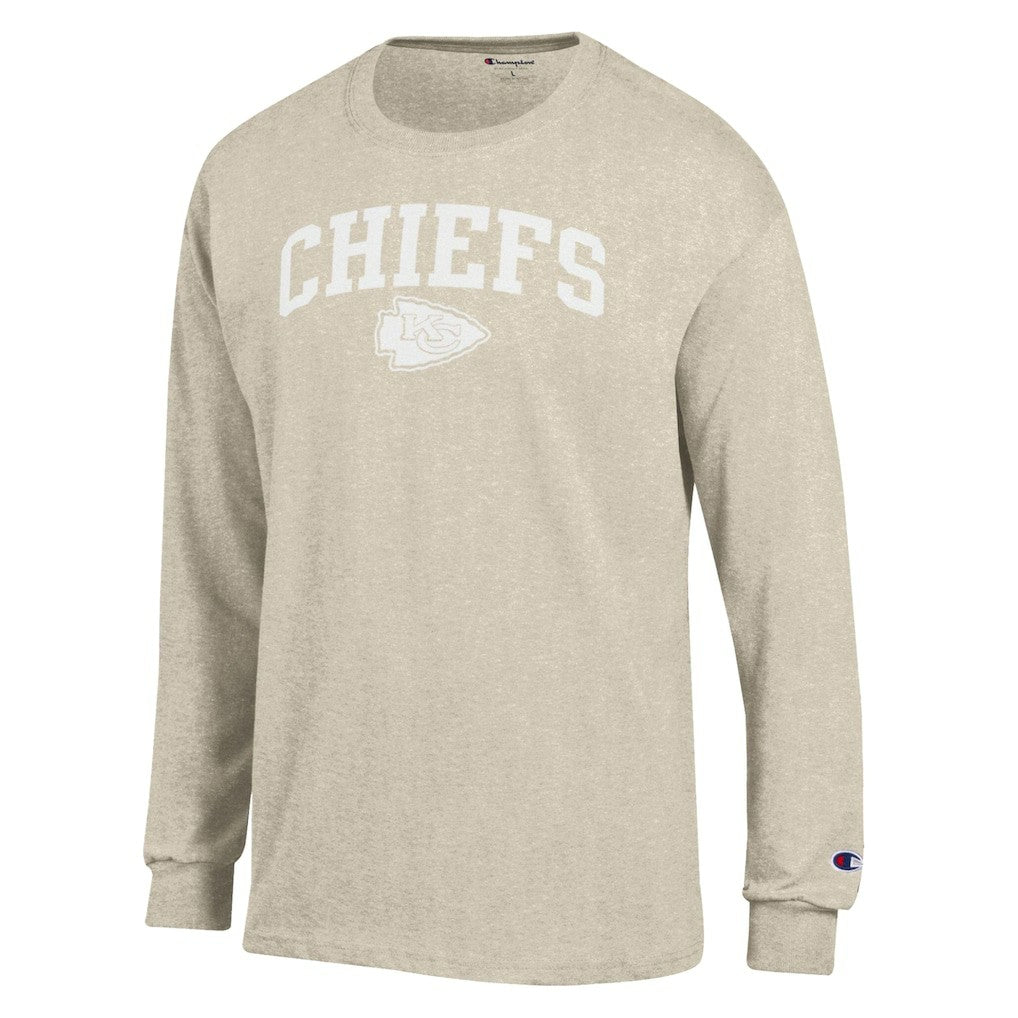 Kansas City Chiefs Champion White Ink Jersey Long Sleeve T-Shirt - Oatmeal - NFL