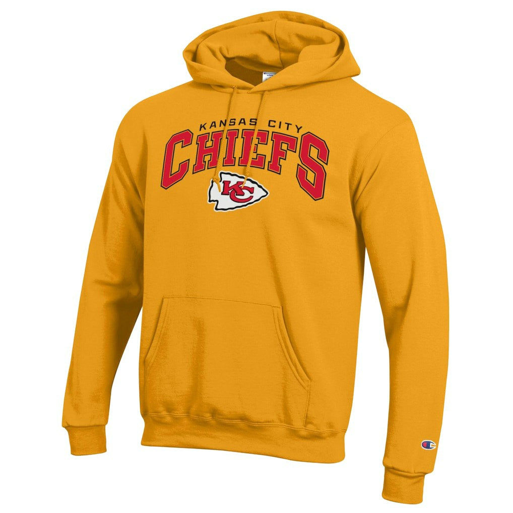 Kansas City Chiefs Champion Powerblend Arch over Logo Hoodie - Gold - NFL