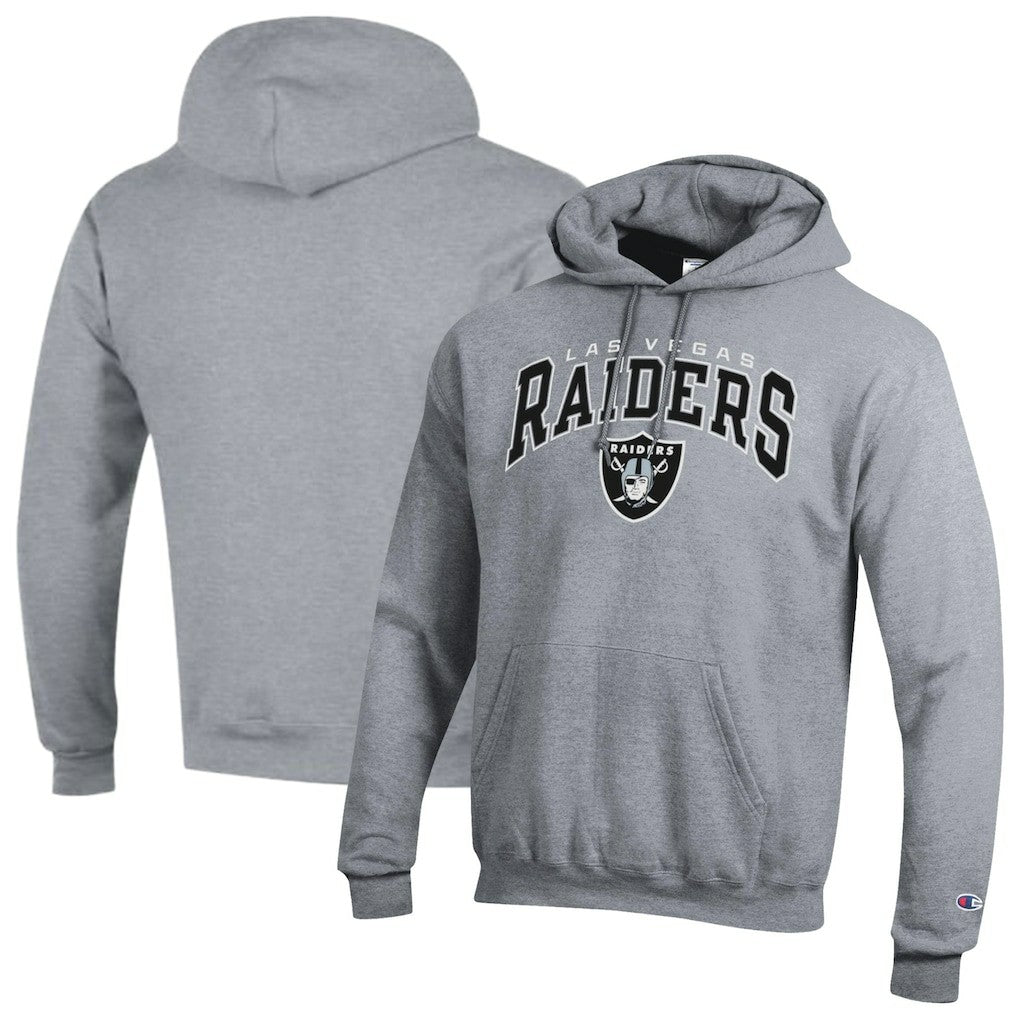 Las Vegas Raiders Champion Powerblend Arch over Logo Hoodie - Gray - NFL
