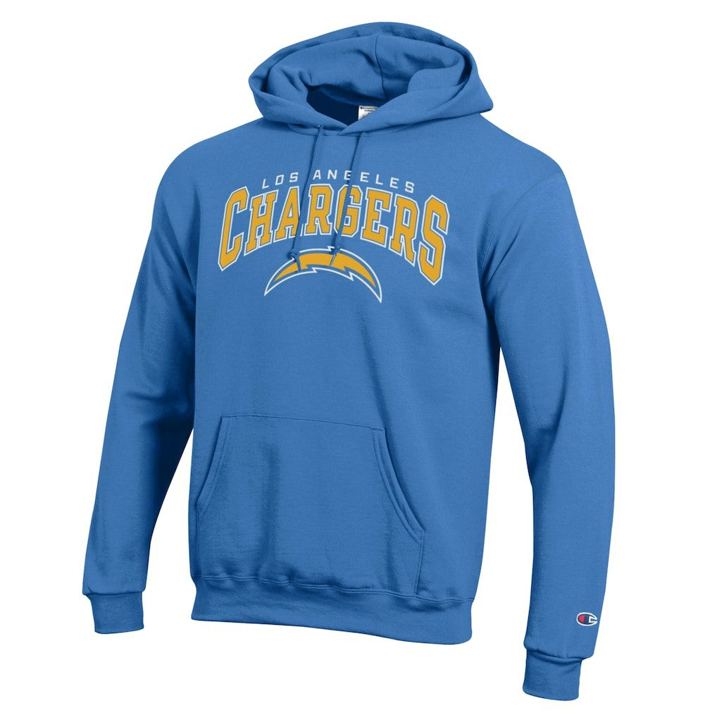 Los Angeles Chargers Champion Powerblend Arch over Logo Hoodie - Powder Blue - NFL