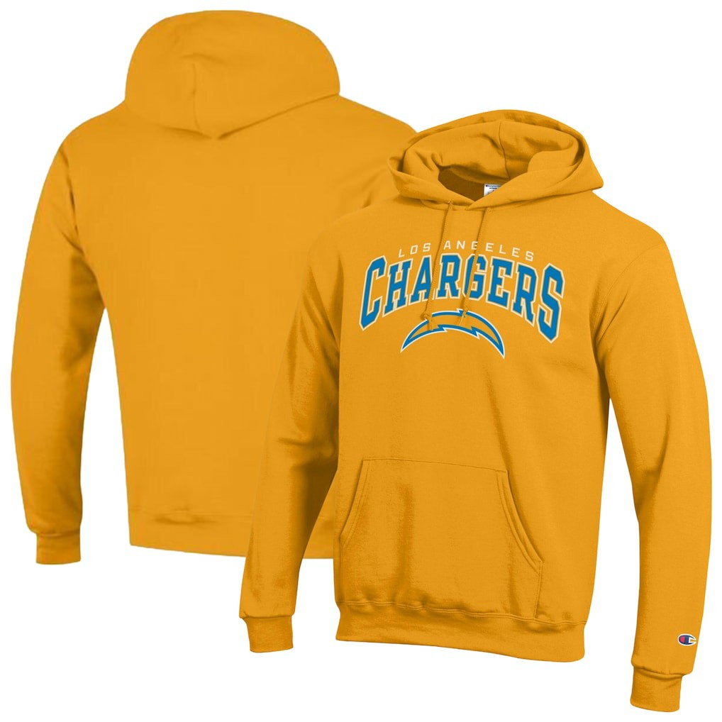 Los Angeles Chargers Champion Powerblend Arch over Logo Hoodie - Gold - NFL