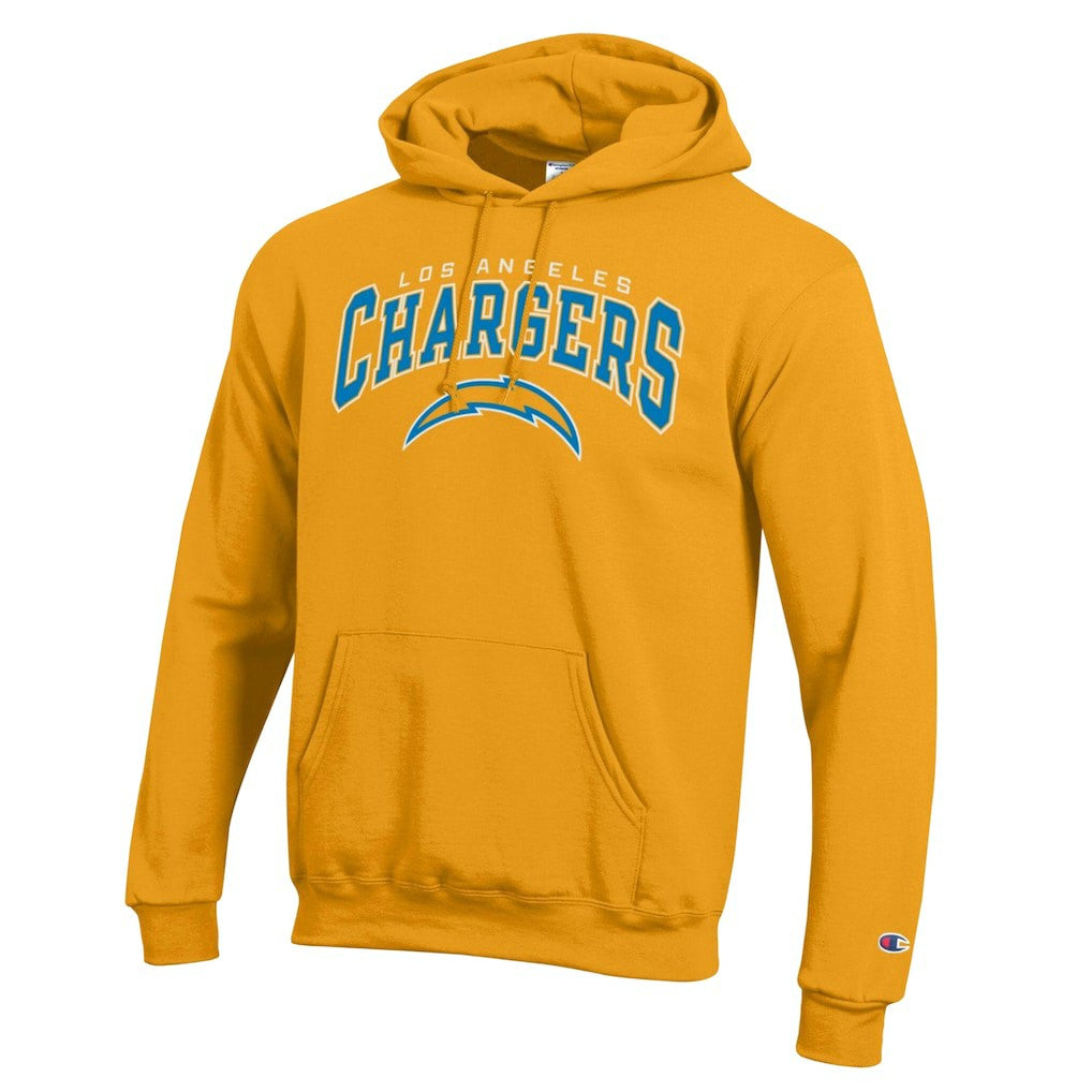 Los Angeles Chargers Champion Powerblend Arch over Logo Hoodie - Gold - NFL