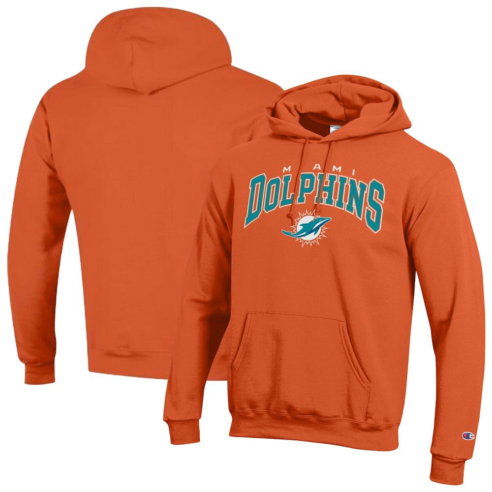 Miami Dolphins Champion Powerblend Arch over Logo Hoodie - Orange - NFL