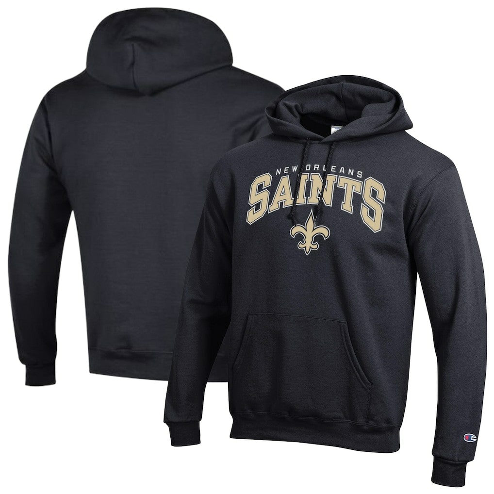 New Orleans Saints Champion Powerblend Arch over Logo Hoodie - Black - NFL