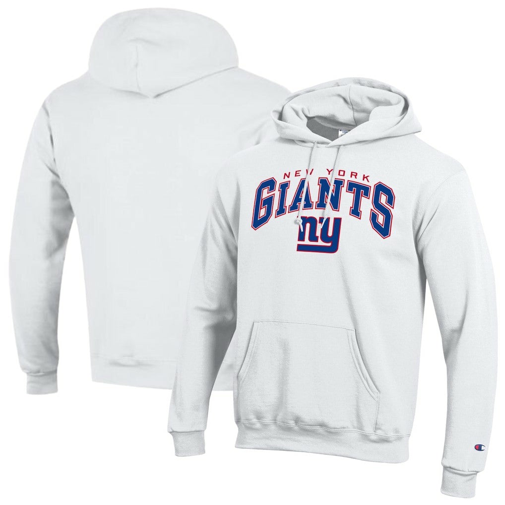 New York Giants Champion Powerblend Arch over Logo Hoodie - White - NFL