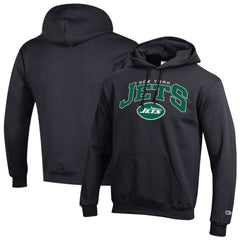 New York Jets Champion Powerblend Arch over Logo Hoodie - Black - NFL
