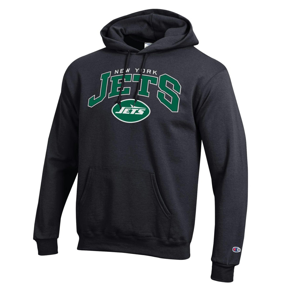 New York Jets Champion Powerblend Arch over Logo Hoodie - Black - NFL