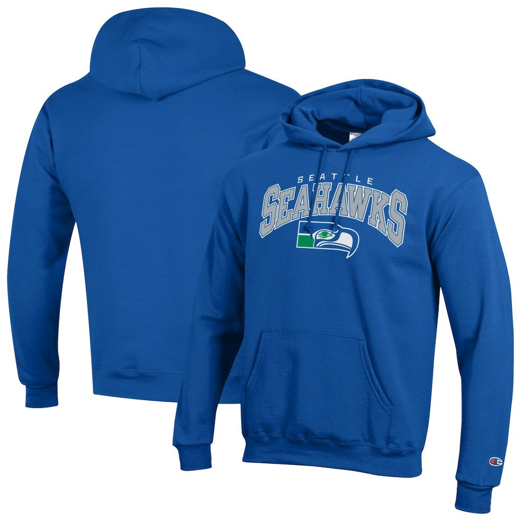 Seattle Seahawks Champion Powerblend Arch over Logo Hoodie - Royal - NFL