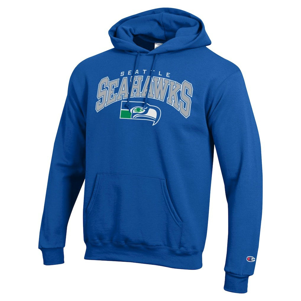 Seattle Seahawks Champion Powerblend Arch over Logo Hoodie - Royal - NFL