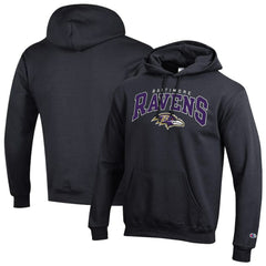 Baltimore Ravens Champion Powerblend Arch over Logo Hoodie - Black - NFL