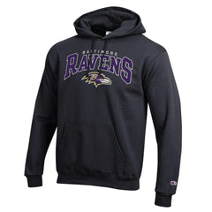 Baltimore Ravens Champion Powerblend Arch over Logo Hoodie - Black - NFL