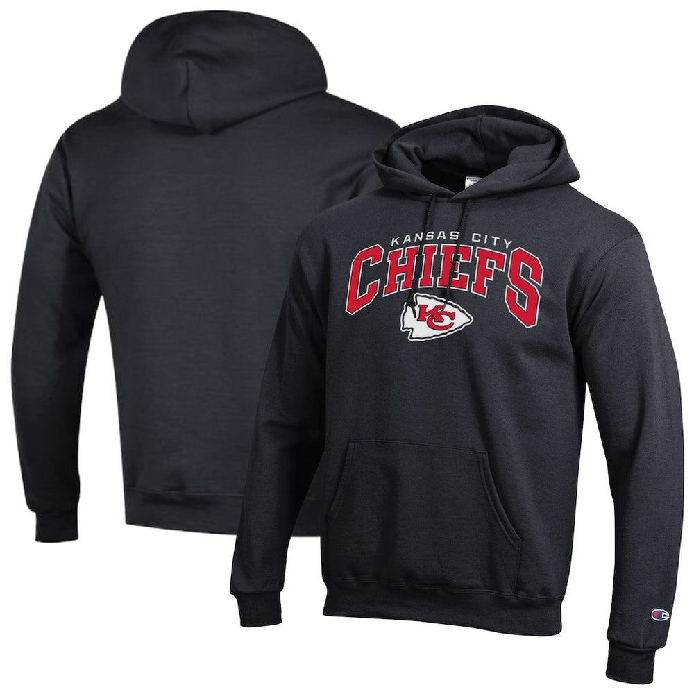 Kansas City Chiefs Champion Powerblend Arch over Logo Hoodie - Black - NFL