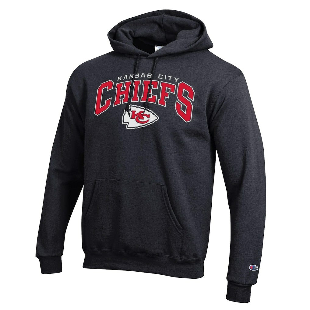 Kansas City Chiefs Champion Powerblend Arch over Logo Hoodie - Black - NFL