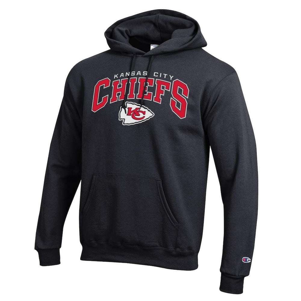Kansas City Chiefs Champion Powerblend Arch over Logo Hoodie - Black - NFL