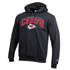 Kansas City Chiefs Champion Powerblend Arch over Logo Hoodie - Black - NFL